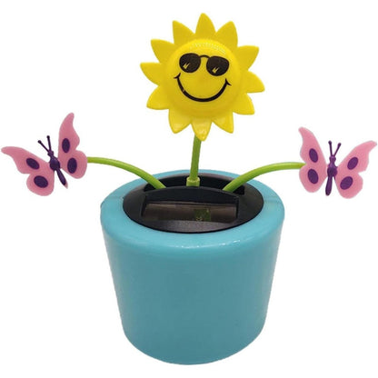 Jowxsx cute solar dancing flowers front view on a car dashboard