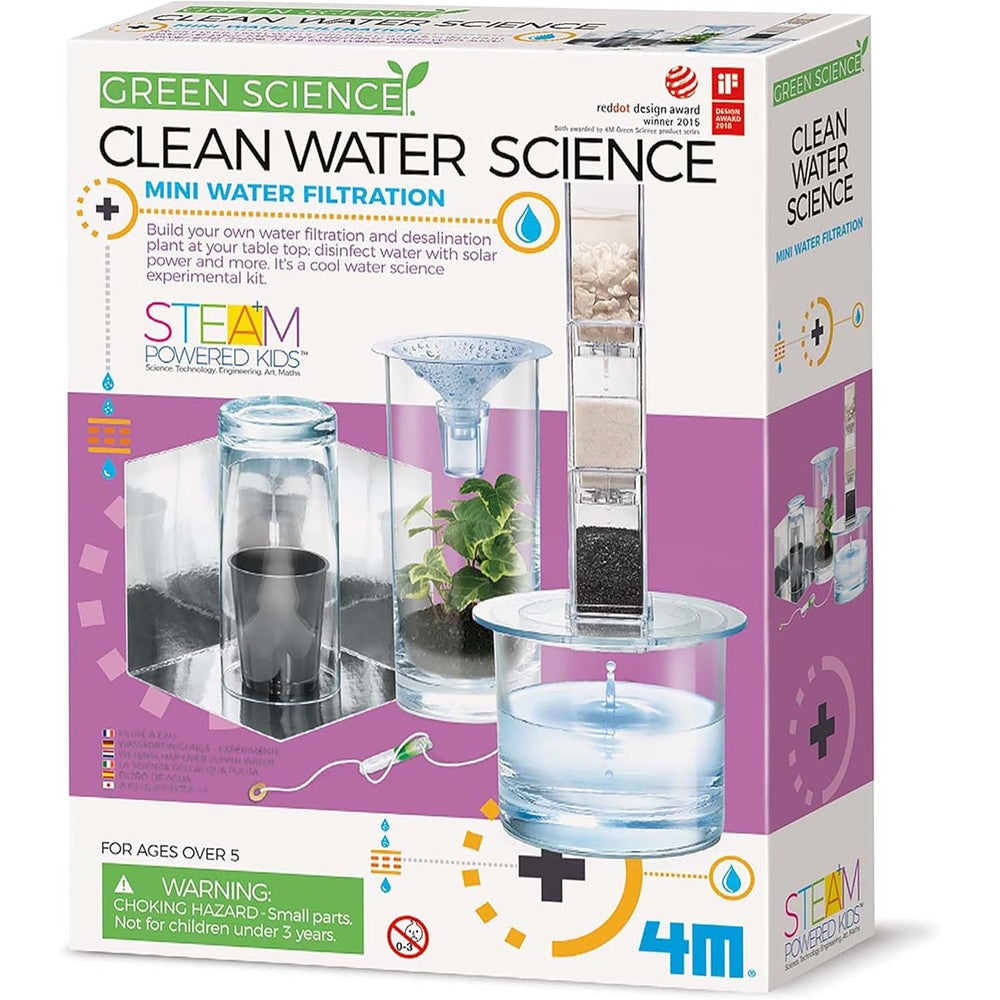 4M Green Science Clean Water Science kit box packaging front view showing water purification layers.