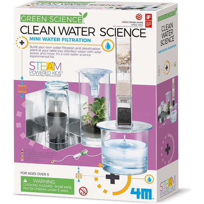 4M Green Science Clean Water Science kit box packaging front view showing water purification layers.