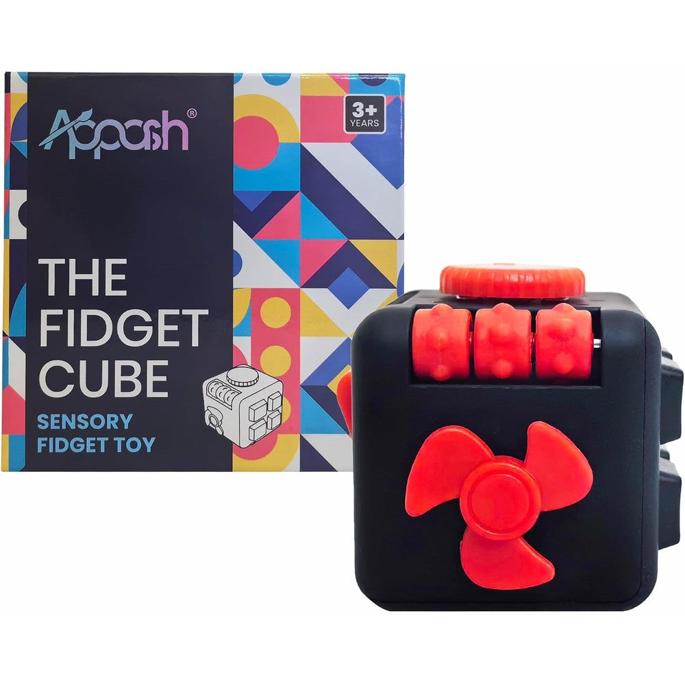 Appash Fidget Cube front view showing premium sensory toy packaging.