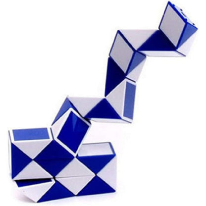 SHUYUE Snake Magic Speed Cube front view showing the blue and white geometric blocks structured into a sphere shape.