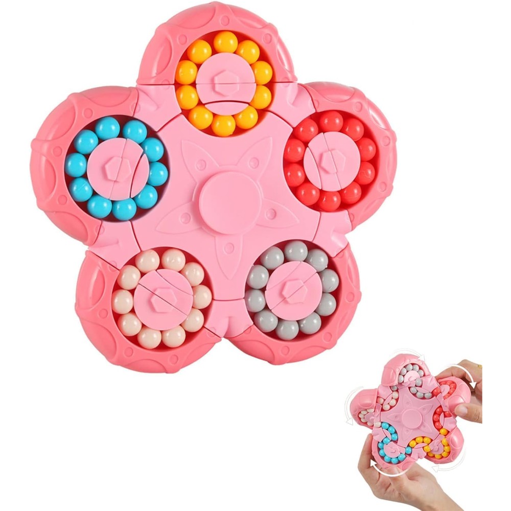 Yudansi magic bean puzzle toy front view showing pink flower design with colorful tracks.