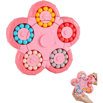 Yudansi magic bean puzzle toy front view showing pink flower design with colorful tracks.