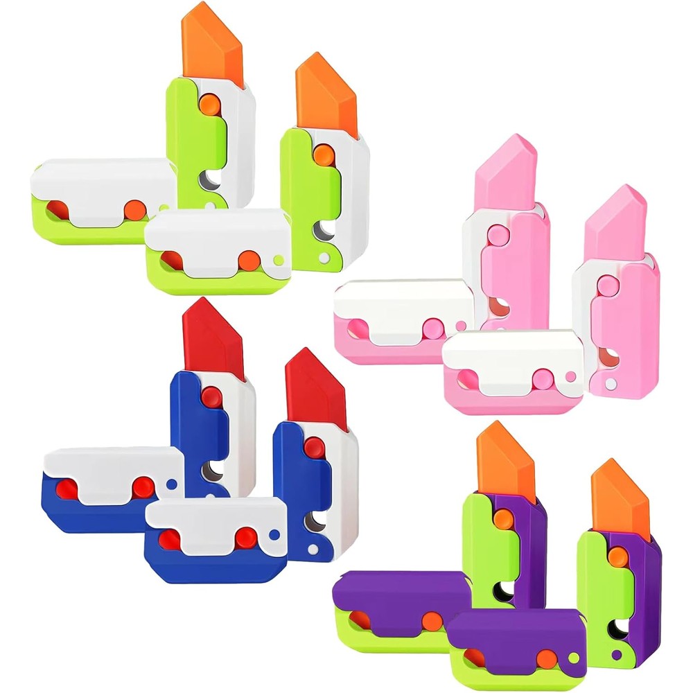 Lucky Star 3D gravity plastic toy carrot knife pack front view showing multiple colors.