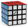 Rubik's official four by four master cube puzzle front view showing mixed colors.