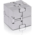 TAGUDA JOEYANK metal infinity cube fidget finger toy front view showing premium silver aluminum alloy blocks