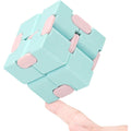 WUQID Infinity Cube Fidget Toy in Macaron Blue front view displaying interlocking block structure for anxiety relief.