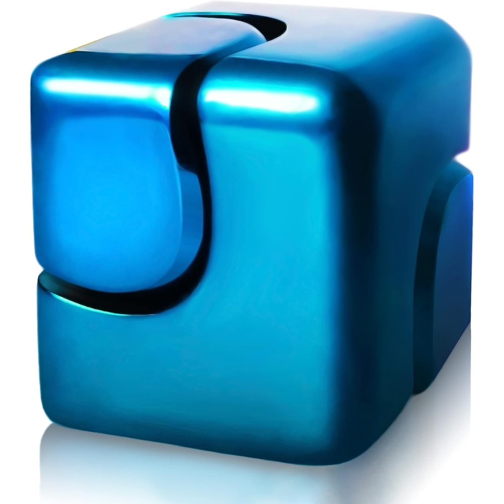 Dr.Kbder metal fidget spinner cube front view showcasing its polished metallic blue finish and compact structural design.