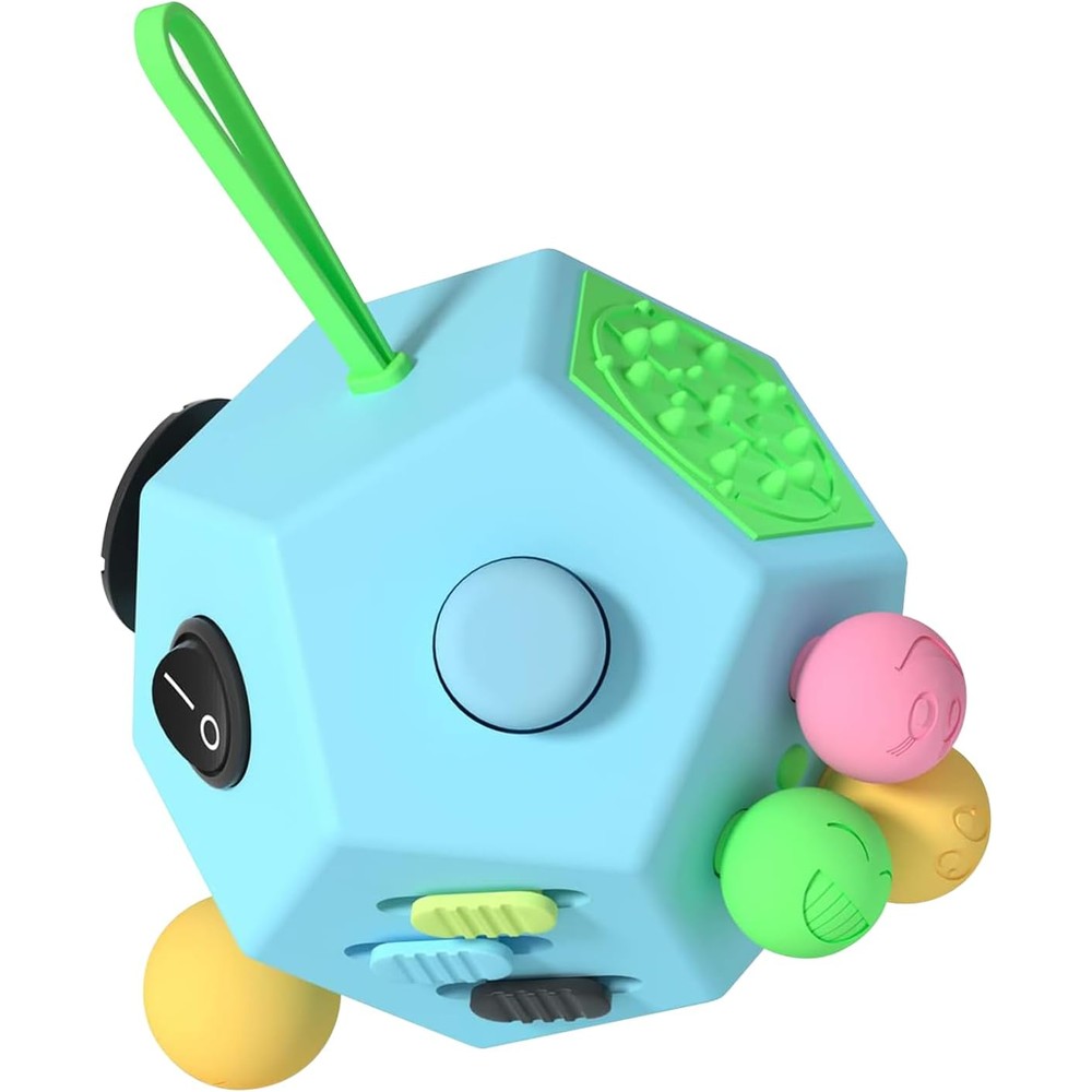 DoDoMagxanadu Fidget Dodecagon blue sky front view showing sensory joystick side