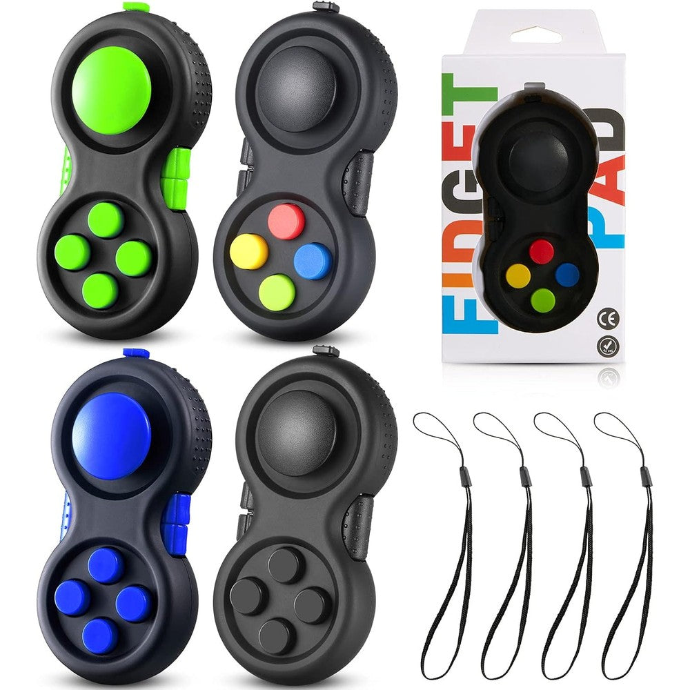Skylety Cam Fidget Pad Controller 4 piece pack front view showcasing handheld sensory design.