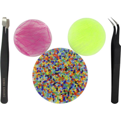 ZENG ZHANG Picky Pad pimple popping toy three piece set front view showing tweezers