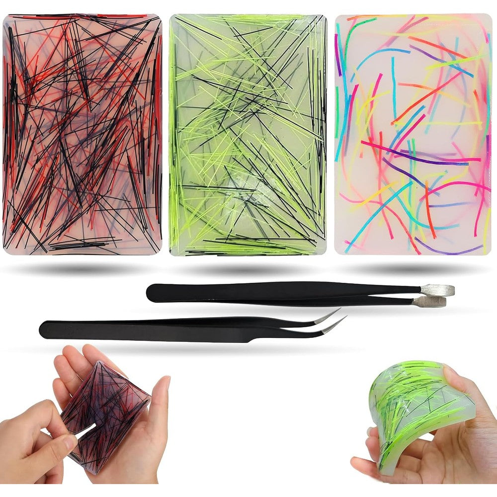 Ldmfcpa skin picking fidget toy 3-pack front view showing silicone sensory picky pads with tweezers