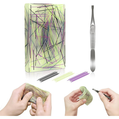 FSOYXP Picky Pad skin picking fidget toy front view with tweezers