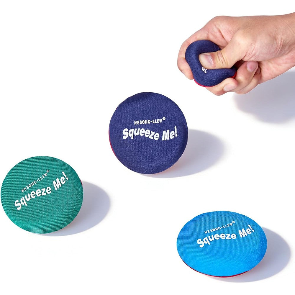 NESOHC-LLEW finger squeeze fidget for adults pack of three shown from a clear front view.