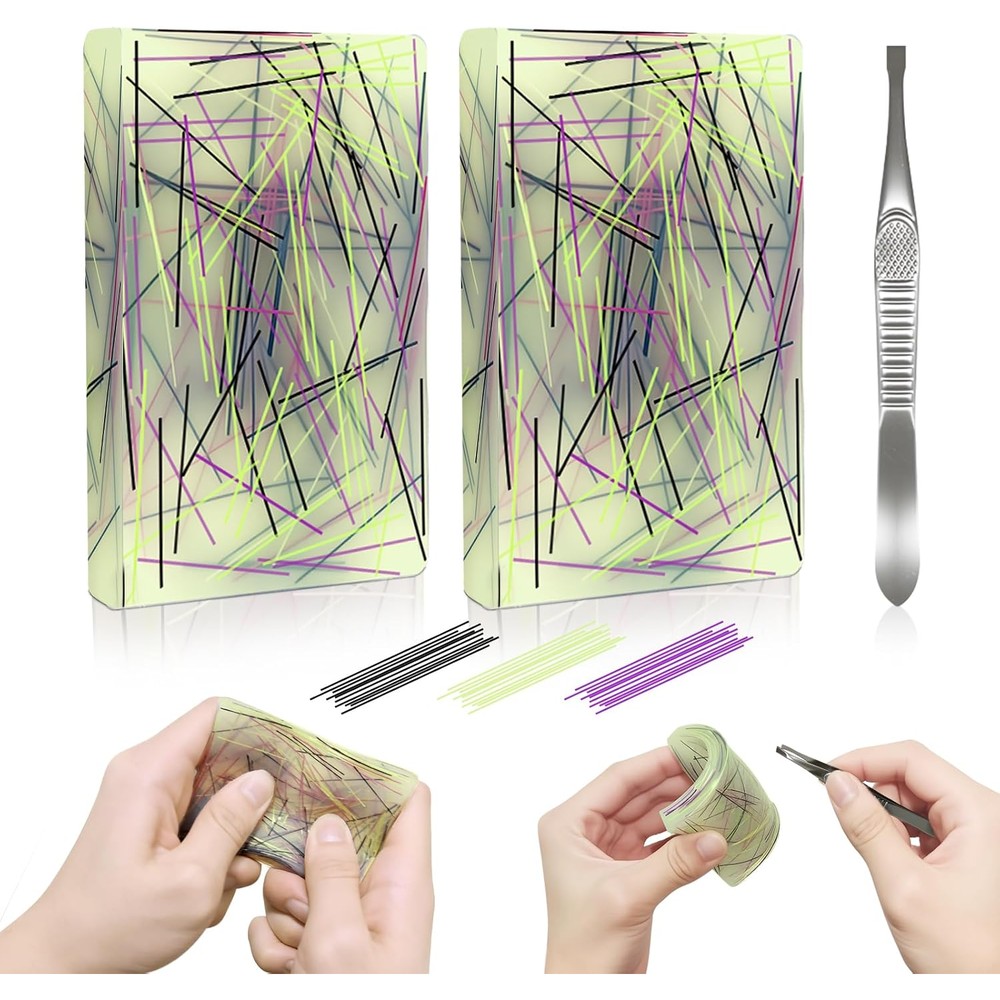 FSOYXP 2PC Picky Pad front view showing translucent silicone sensory pad with tweezers for anxiety relief.