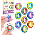 Small Fish sensory fidget rings 9 pack front view showing colorful textured finger spinner toys.