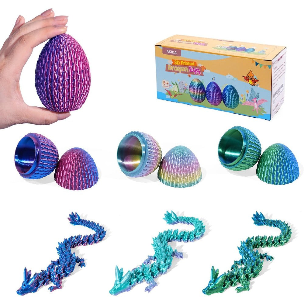 Akida 3 pack dragon eggs with dragon inside front view