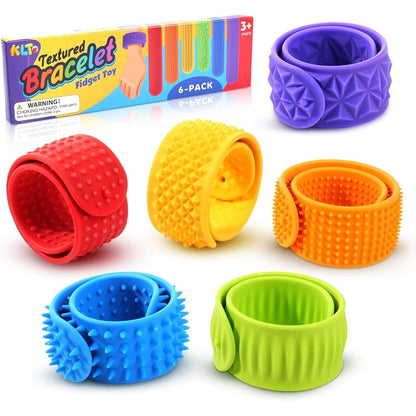 KLT textured silicone slap bracelets 6 pack front view