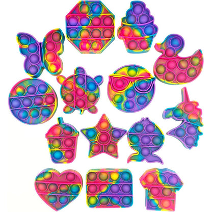 Hunbath 14 Pack Pop Fidget Sensory Toys Bulk Mini Rainbow Silicone Bubble Poppers For Kids And Adults - Image 1