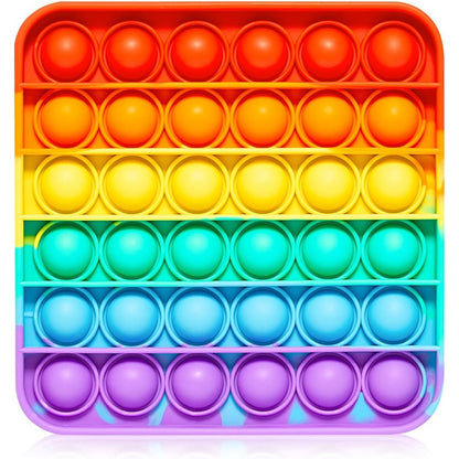 RadBizz Push Pop Bubble Fidget Sensory Toy front view rainbow square design