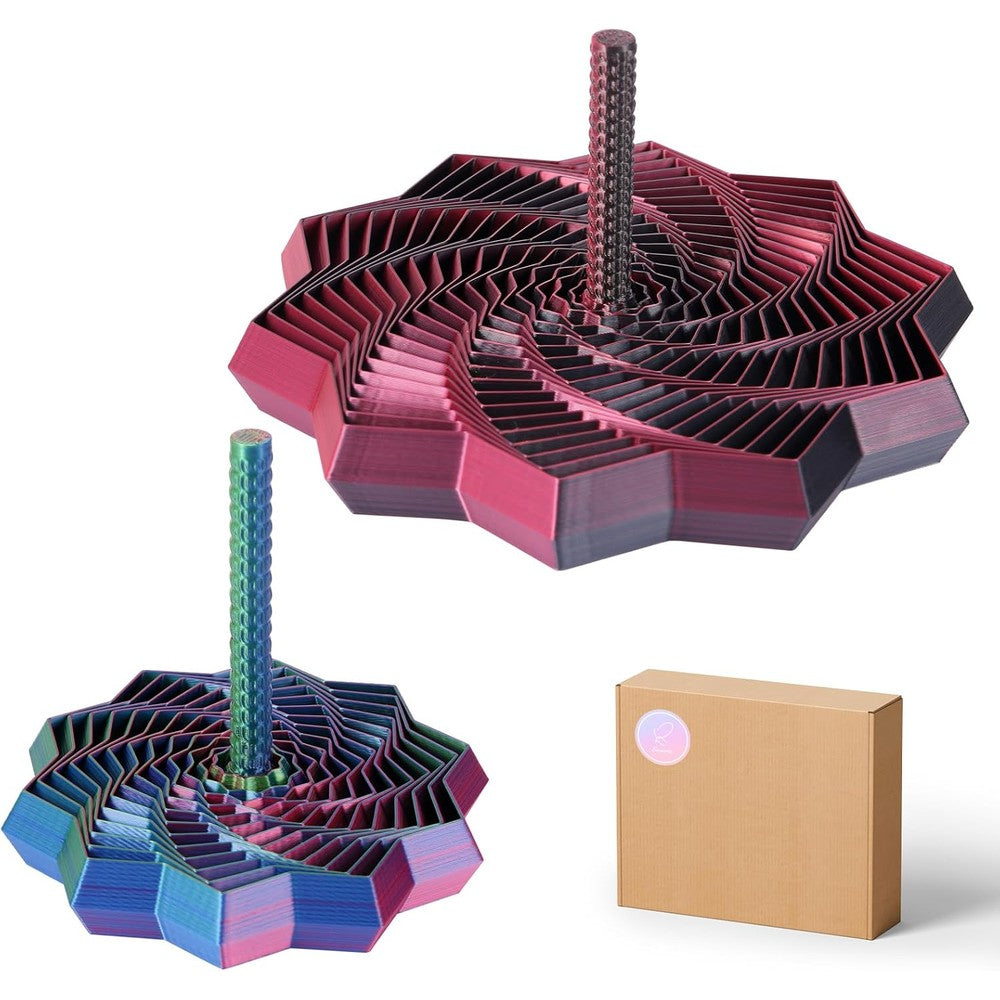 Piercing 3D printed sensory fidget star front view showcasing colorful gradient expanding layers.