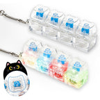 Hunfuthr cat keyboard fidget toy keychain white front view showing transparent mechanical keys
