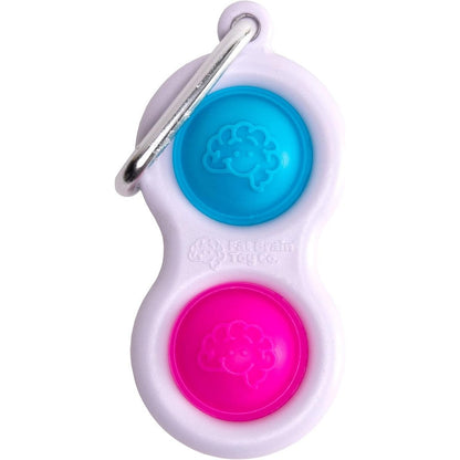 Fat Brain Toys Simpl Dimpl blue and pink sensory fidget keychain toy front view