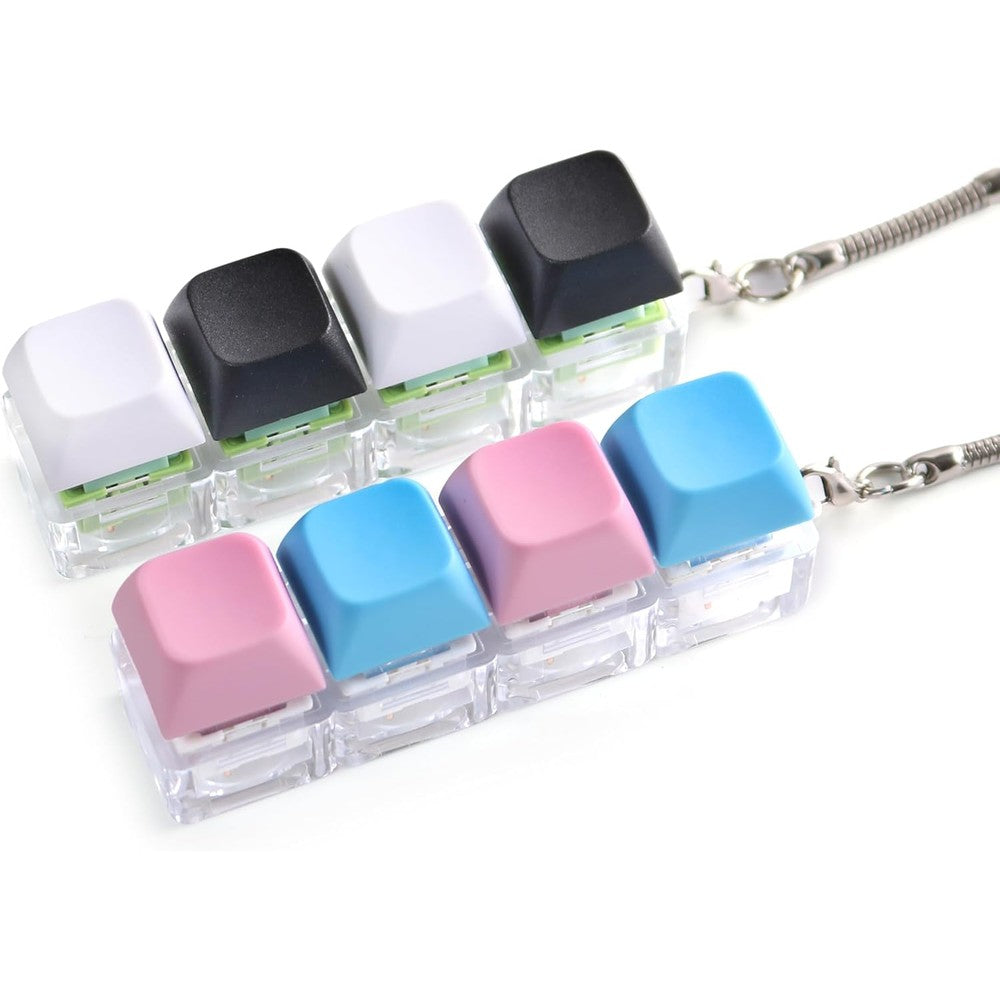 TGIFXD keyboard fidget toy two piece pack showcasing the front view of the clear mechanical switch bases with matte keycaps