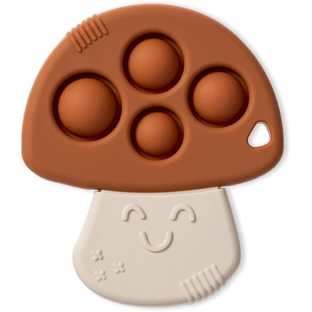 Itzy Ritzy sensory popper toy mushroom teether front view