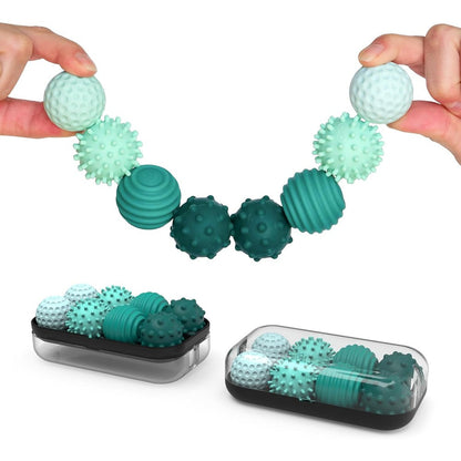 ONO Signets silicone magnetic balls turquoise set front view on desktop display stand