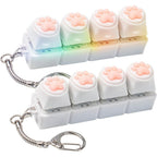 Hunfuthr mechanical keyboard fidget toy front view showing white base and pink cat paw keycap