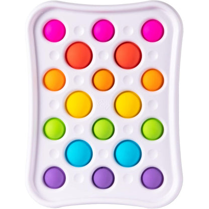 Fat Brain Toys Dimpl Pops sensory board front view showing eighteen colorful bubbles.