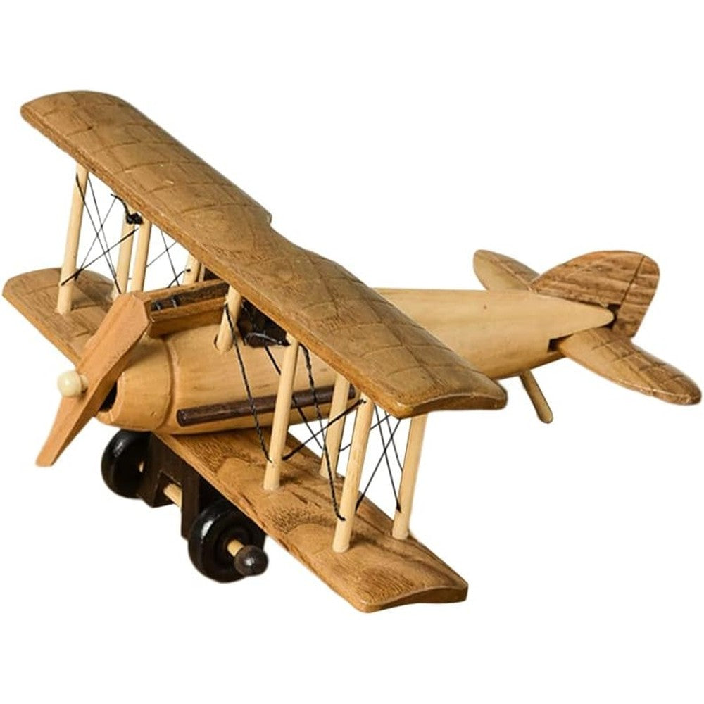 Mersuii vintage wooden planes model front view showcasing handcrafted propeller details.