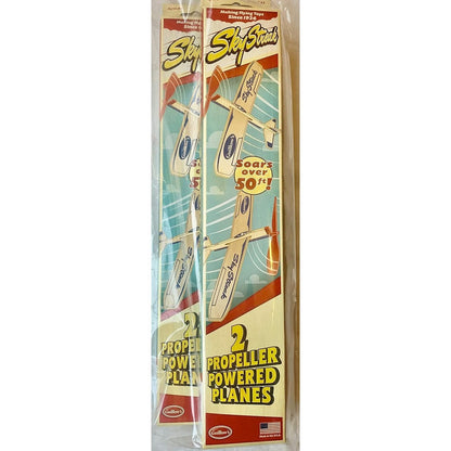 Guillows Jetfire Flying Balsa Wood Toy Airplane Twin Pack front packaging view showing authentic USA imported gliders.