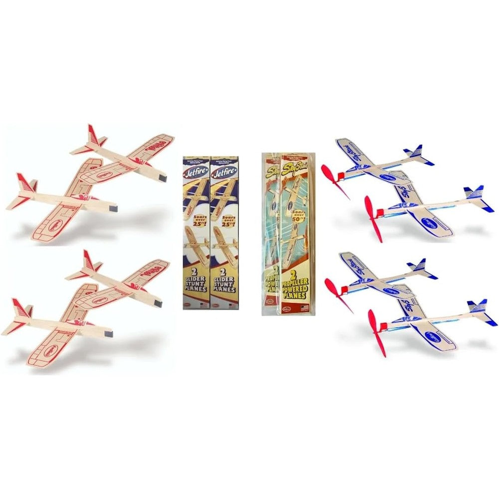 ItsYourAirplane Guillows balsa wood gliders gift set bundle showing front view of the packaging and four classic toy airplanes.