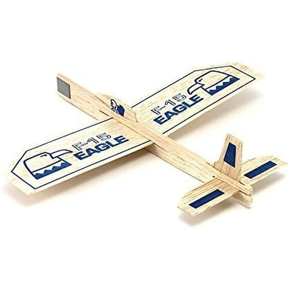 Guillows balsa wood eagle glider airplane pack front view showcasing F-15 printing