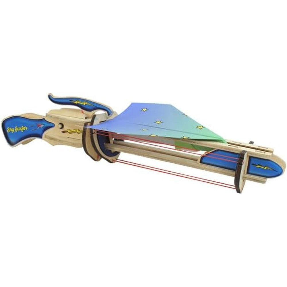 Fat Brain Toys Sky Surfer Airplane Launcher front view premium educational STEM toy.