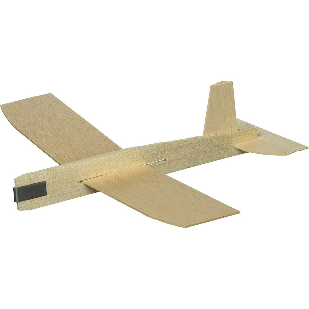 S&S Worldwide Balsa Wood Top Gun Glider pack of thirty six open on a table for school activities.