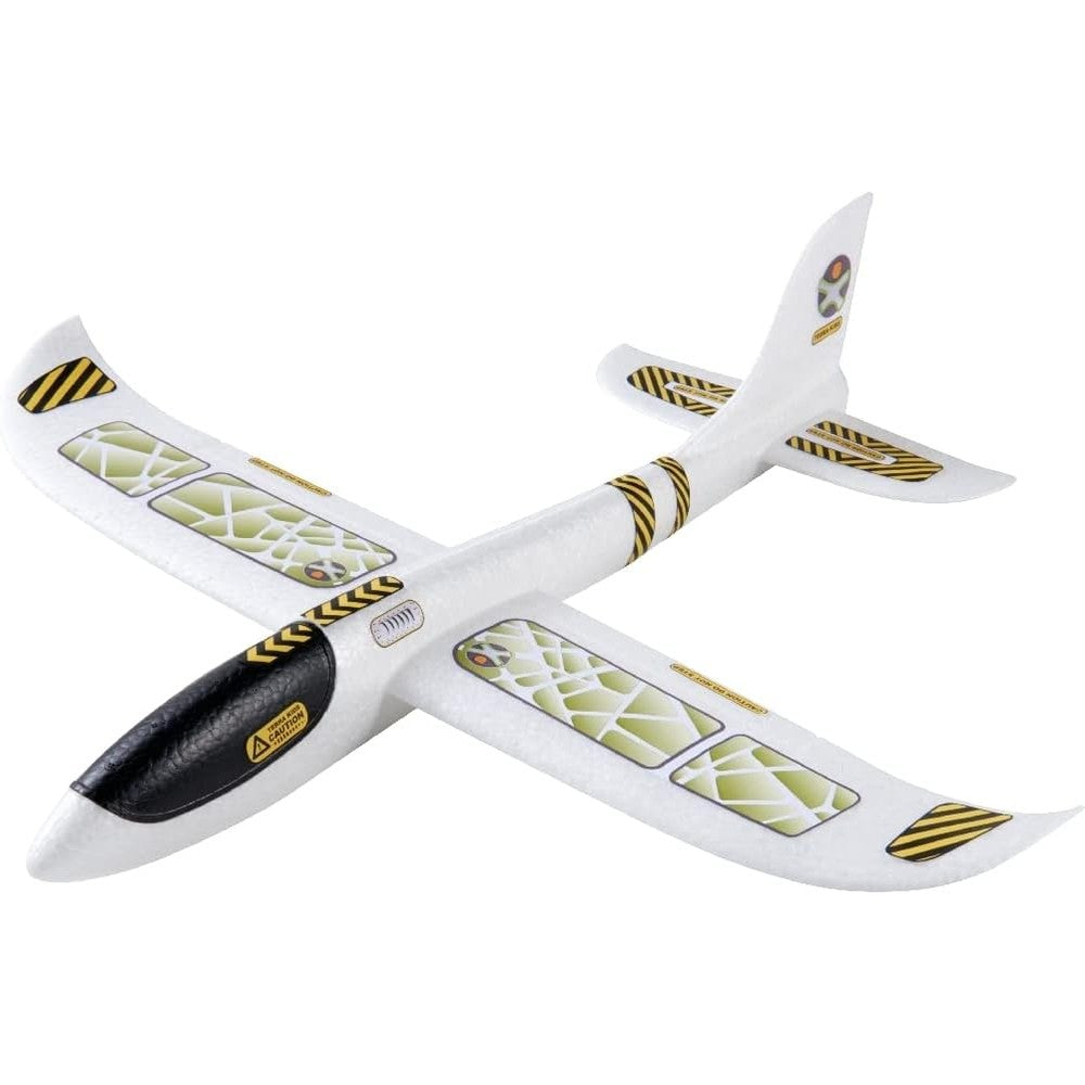 HABA Terra Kids Hand Glider front view showing aerodynamic styrofoam construction.