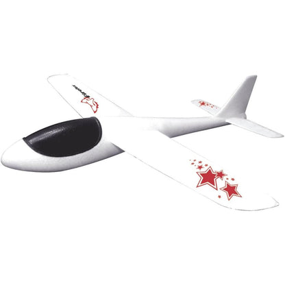 Fire Fox hand glider airplane toy front view showing white wings and red decals