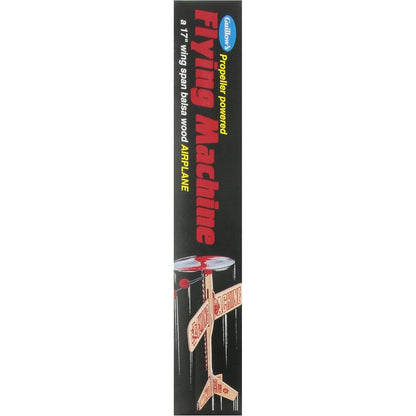 Guillow Balsa Wood Flying Machine Kit front view of packaging box showing the assembled model airplane.
