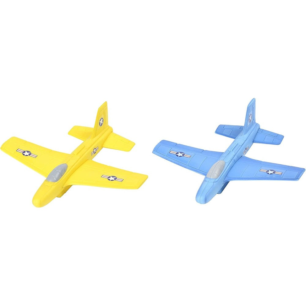 Aeromax Aerobatic Foam Flyer front view of two blue toy airplanes