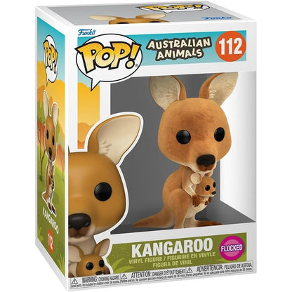 Funko Pop Australian Animals Kangaroo Flocked figure front view box packaging