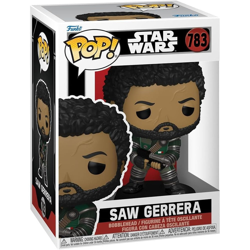 Funko Pop Star Wars Andor Saw Gerrera vinyl figure front view in official packaging