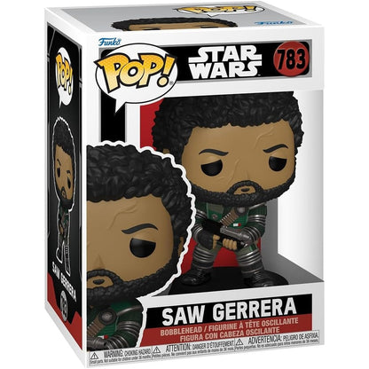 Funko Pop Star Wars Andor Saw Gerrera vinyl figure front view in official packaging