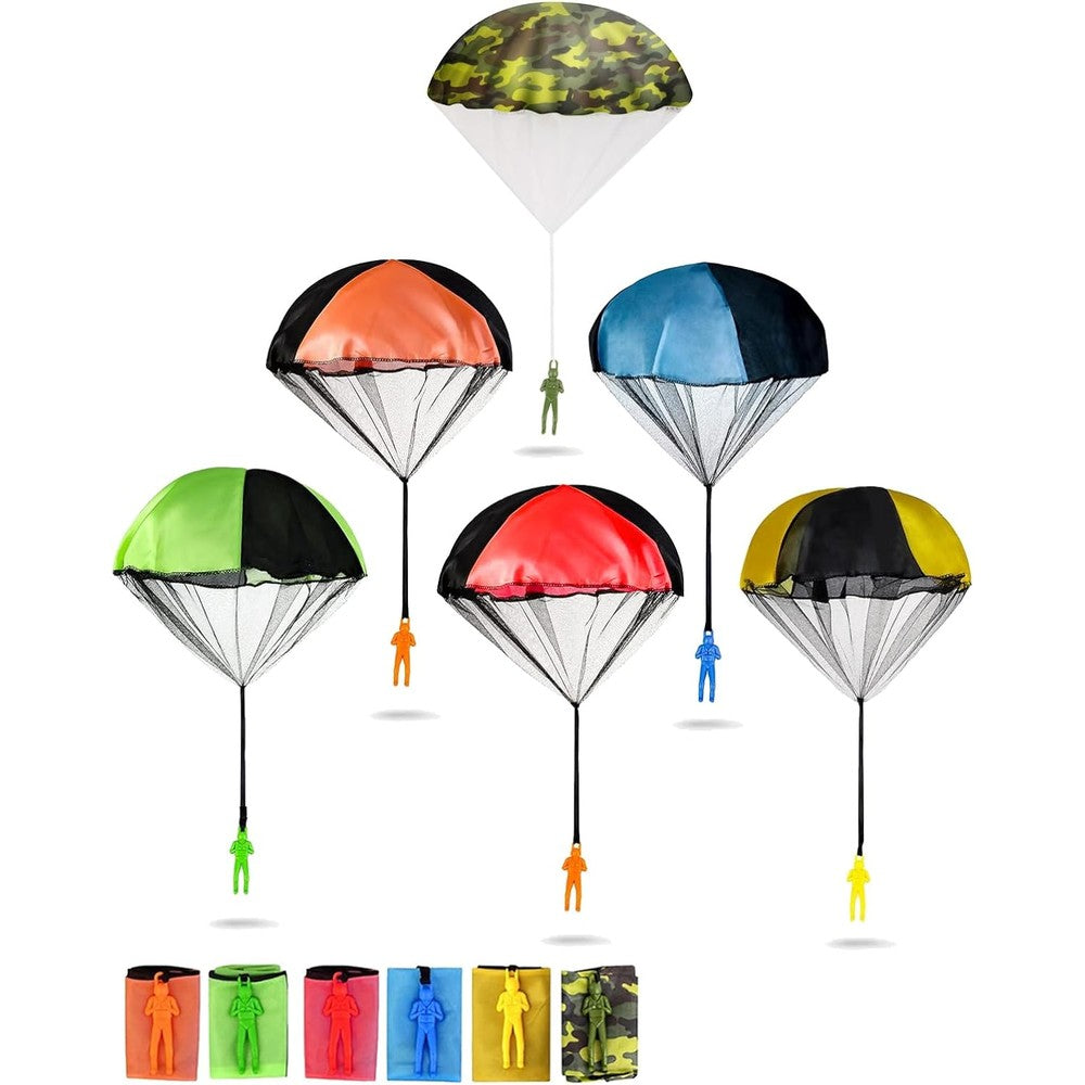 SIQUNUO tangle free parachute toys front view of six pack packaging box.