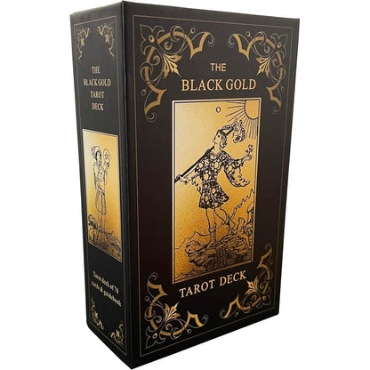 Qcsdckot black gold tarot cards set front view of deck