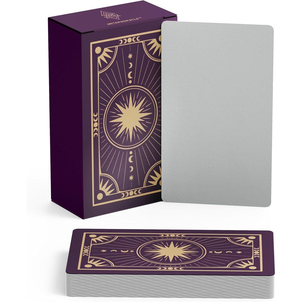 Metaphoracle Create Your Own Oracle Cards front view with gold foil