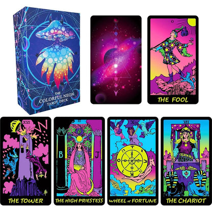 Jrskvaro colorful neon tarot cards deck front box view