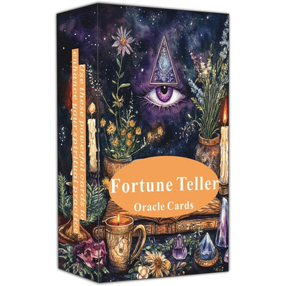 Han Yu Bowen Fortune Teller Oracle Cards front view displaying the eye and floral design elements.